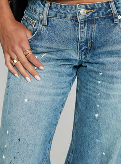 Picasso Mid Rise Straight Leg Jeans Mid Blue Mid Rise Jeans Jeans 