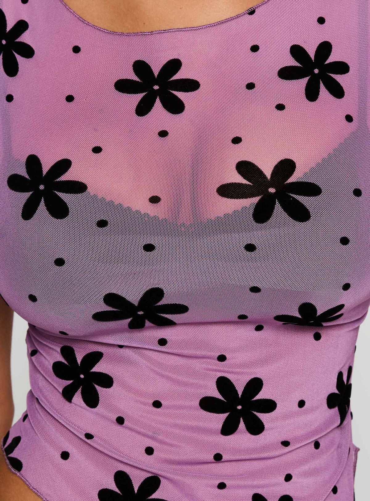 product Princess Polly Avelaine Mesh Top Mauve Sleeveless Crew Neck 