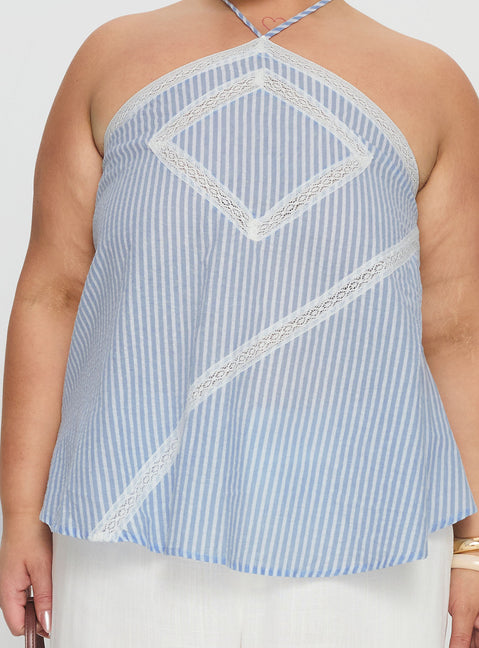 Jezabele Halter Top Blue Stripe Curve