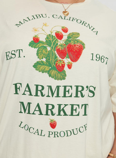product Princess Polly Local Produce Tee Cream Curve Half Sleeves Crew Neck 