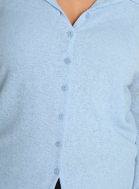 product Princess Polly Finnean Long Sleeve Top Pale Blue Curve Full Sleeves V-Neck 