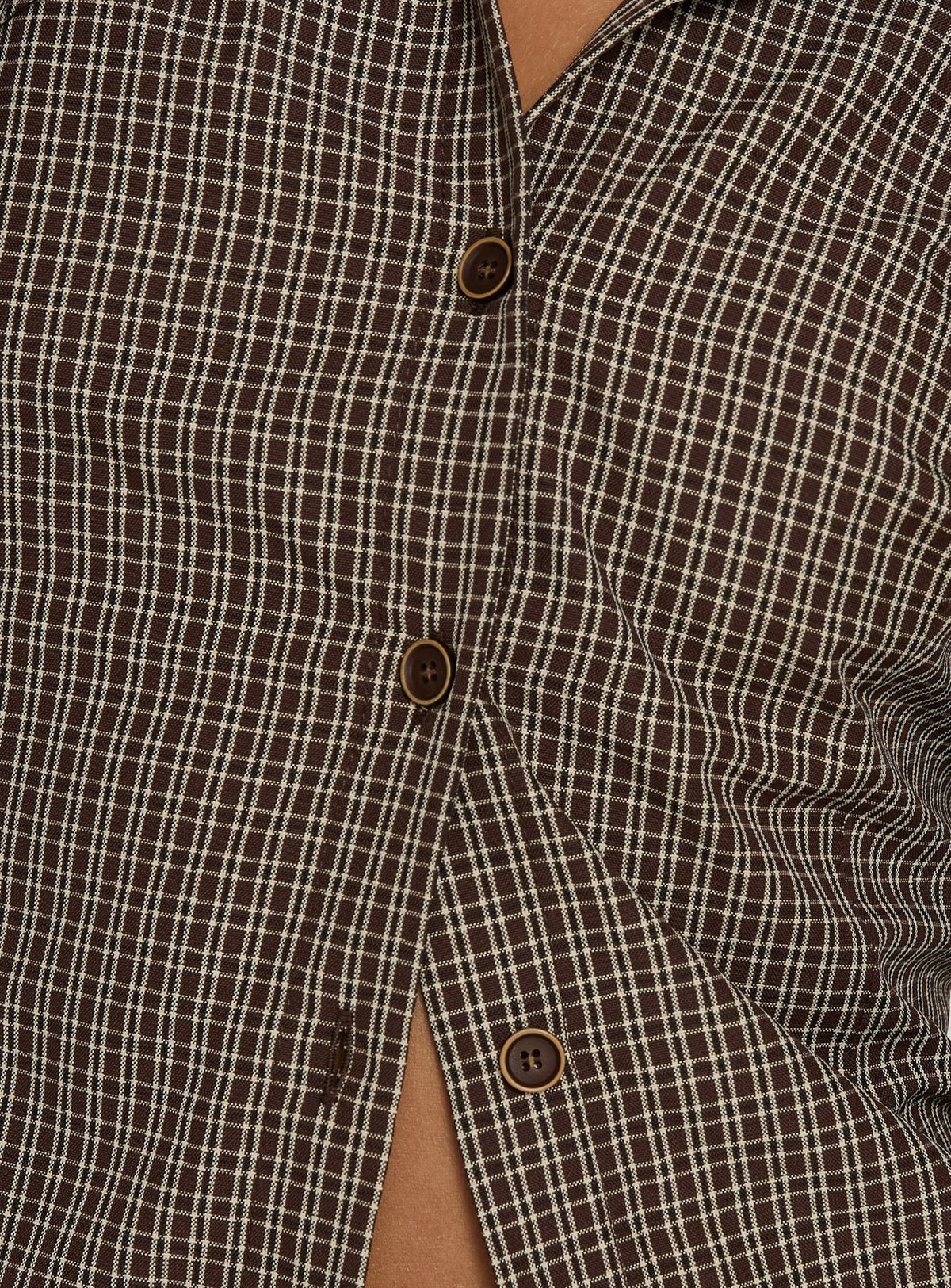 Amorah Cinched Longline Shirt Brown Check