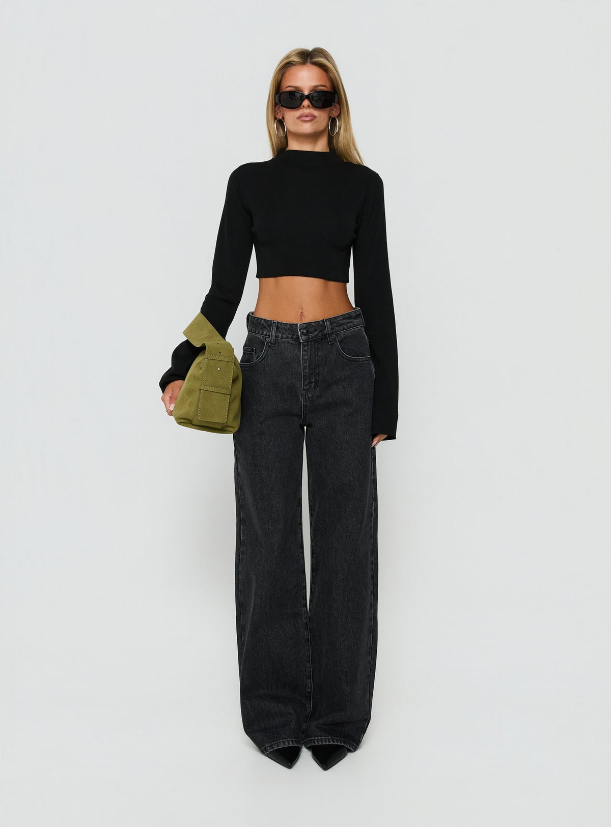 Introducing Konstanze High Rise Baggy Jeans Washed Black womens-jeans with high-rise Princess Polly