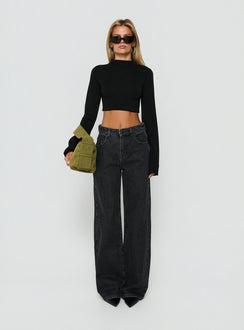 Introducing Konstanze High Rise Baggy Jeans Washed Black womens-jeans with high-rise Princess Polly