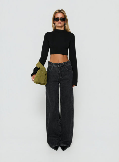 Introducing Konstanze High Rise Baggy Jeans Washed Black womens-jeans with high-rise Princess Polly