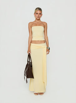 Aymee Strapless Ruched Top Yellow