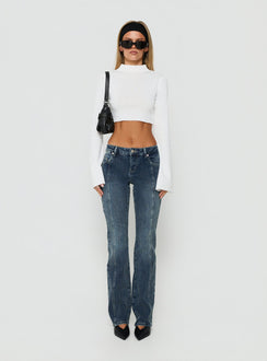 Designed with Palaces Low Rise Ringspun Bootleg Jeans Dark Indigo womens-jeans Princess Polly