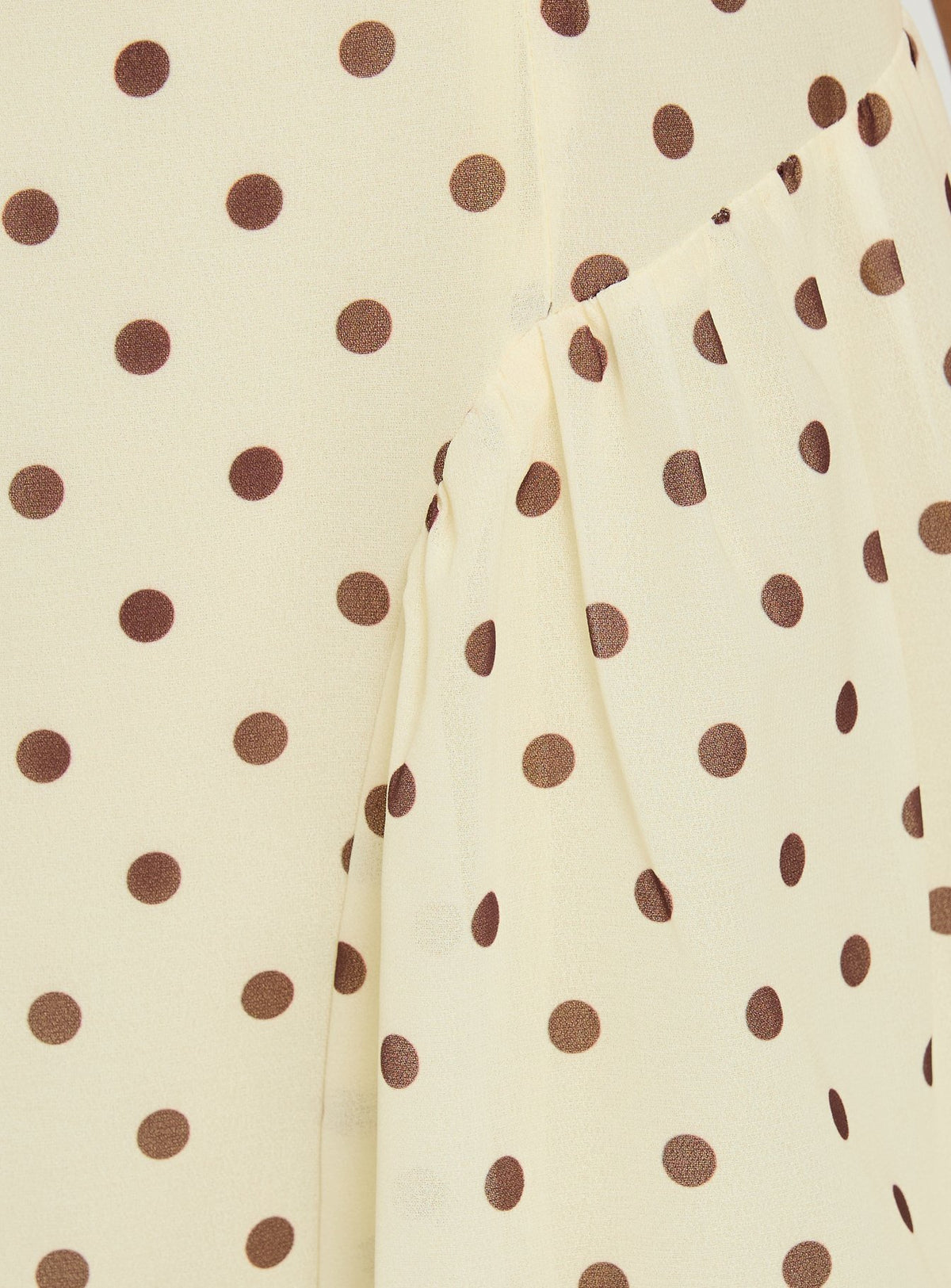 Dalona Strapless Drop Waist Mini Dress Yellow Polka Dot
