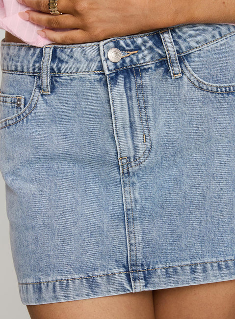 product Princess Polly Nickei Denim Mini Skirt Light Wash Petite Mini Skirts Skirts 