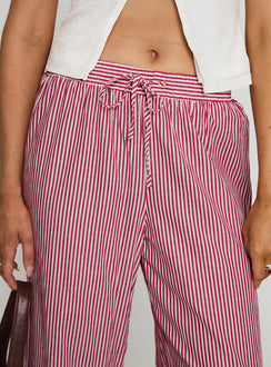 Holiday Tie Front Pants Red/White Stripe Low Rise Pants Pants 