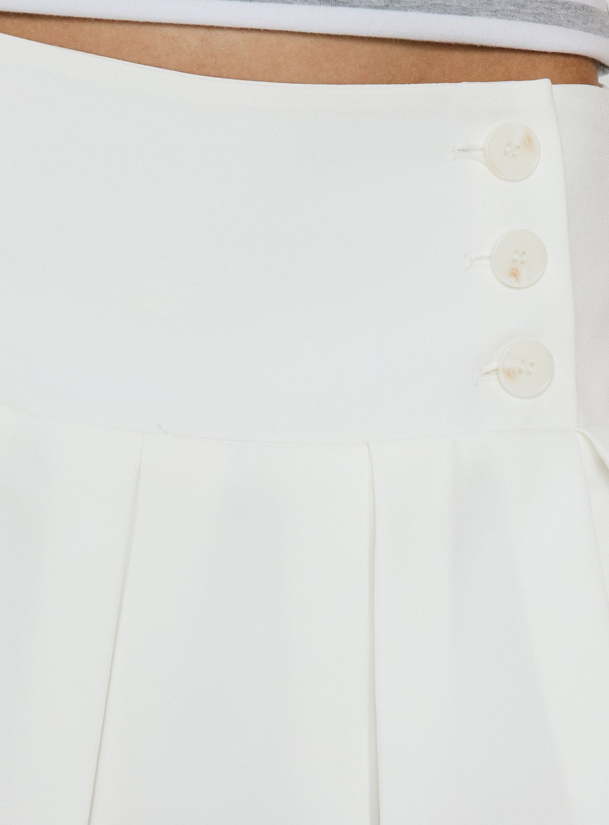 Featuring the Raynah Micro Pleated Mini Skort White in womens-skirts with mini length, solid, a-line shape, and fitted design product Princess Polly