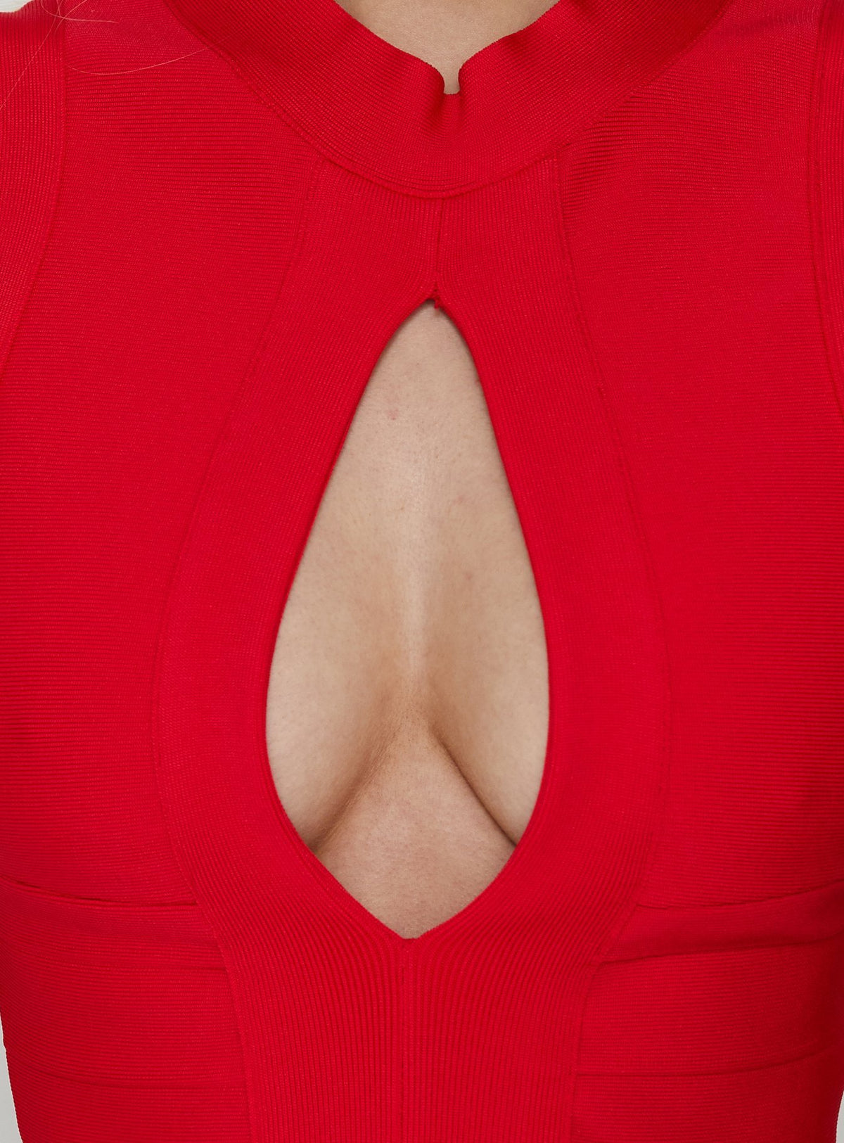 Kimanah Keyhole Bandage Mini Dress Red