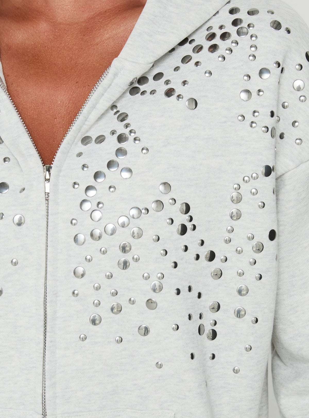 Designed with studded embellishments, the All Day Oversized Hoodie Grey Marle womens-jumpers in short length product Princess Polly