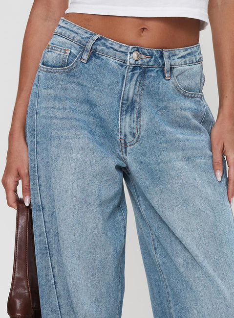 Ringer Low Rise Wide Leg Jeans Blue Mid Rise Jeans Jeans 