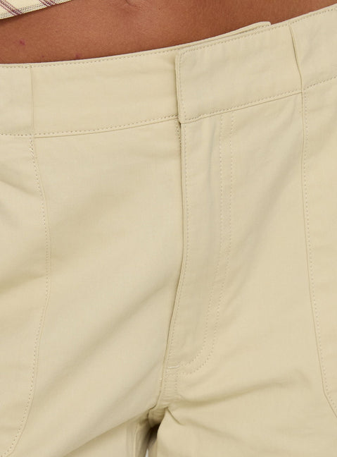 Crafted with Indee Cropped Cargo Pants Beige Petite womens-regular-pants high-rise detail Princess Polly