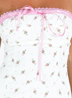 product Princess Polly Sweetheart Neckline  Mulley Strapless Mini Dress White / Pink Floral