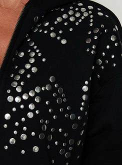 Explore the All Day Studded Oversized Hoodie Black womens-jumpers in short length product Princess Polly