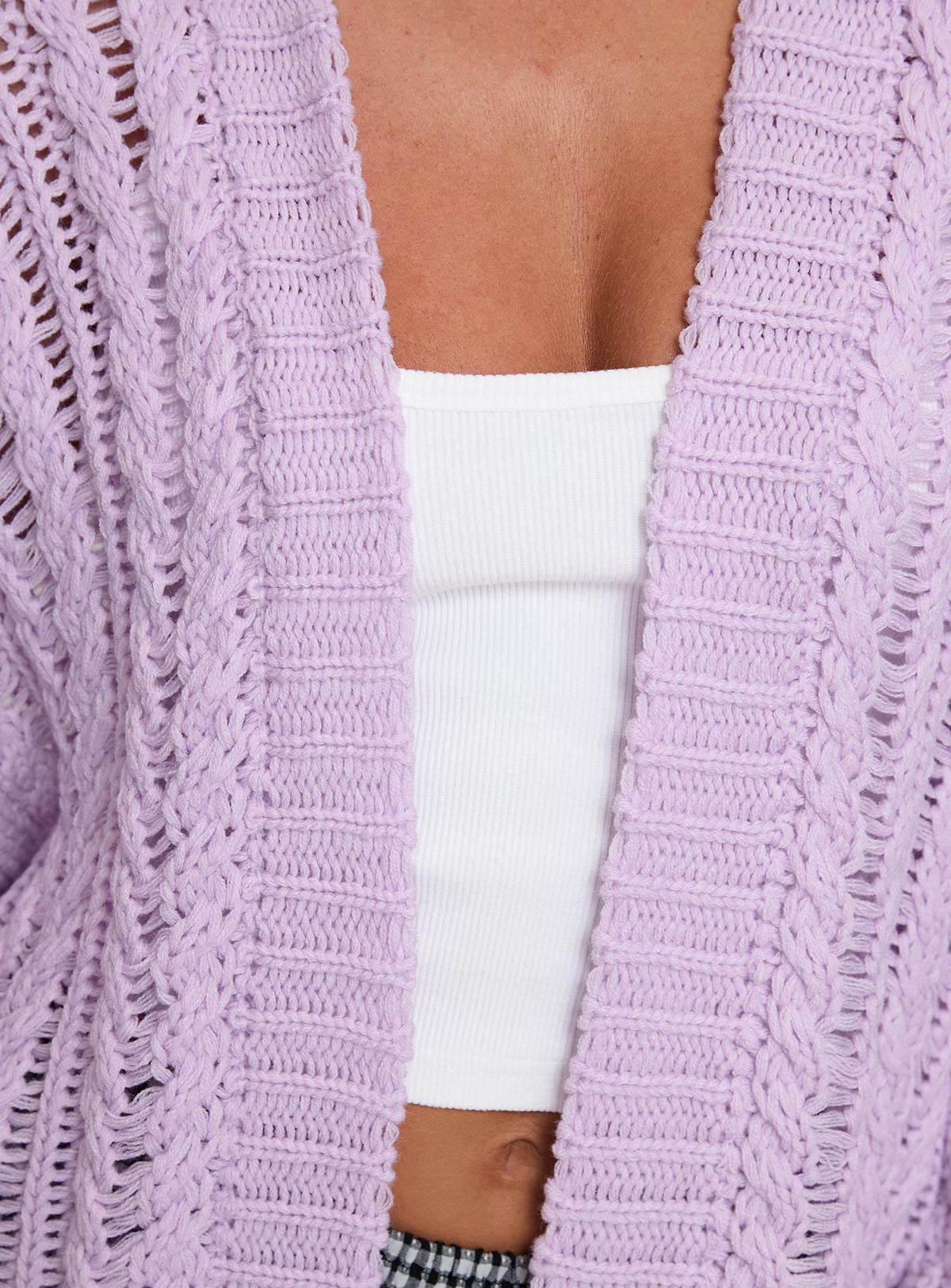 product Princess Polly Abner Cable Cardigan Lilac Longline Jumpers Jumpers 