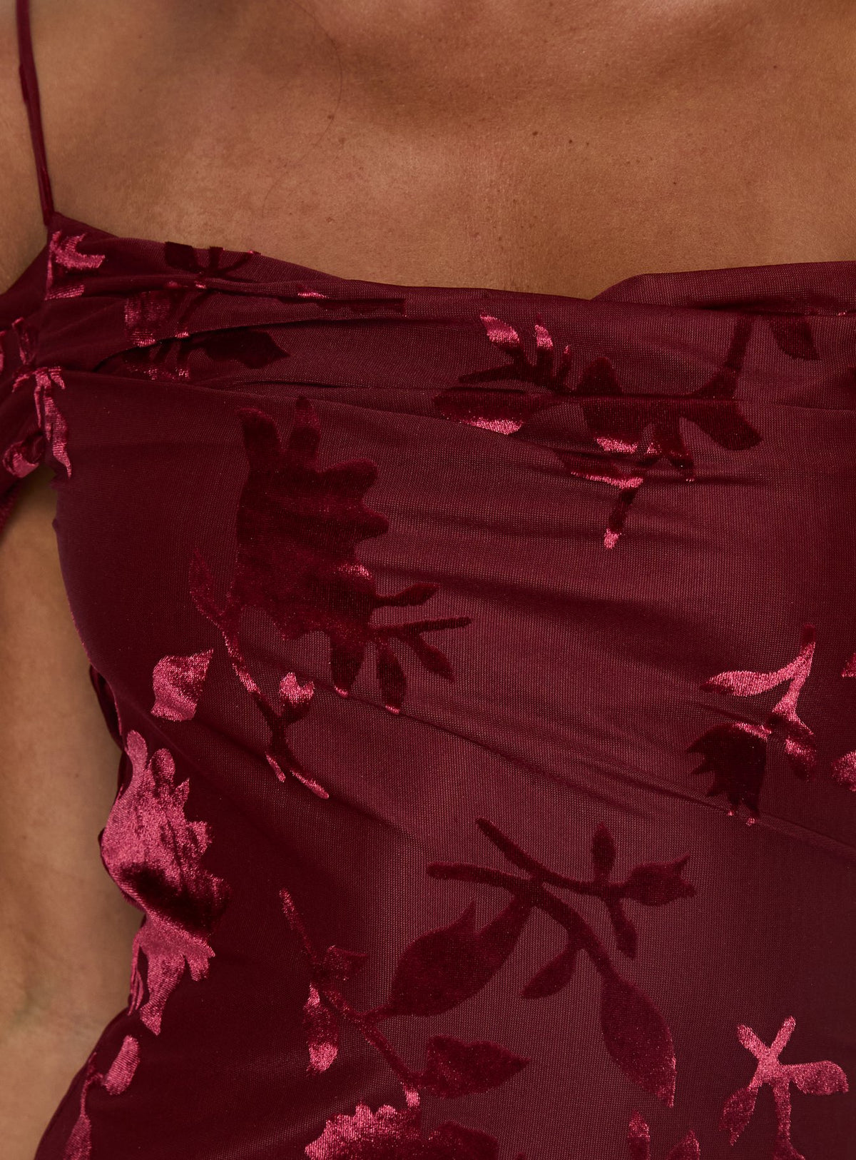 Green Gables Burnout Maxi Dress Burgundy