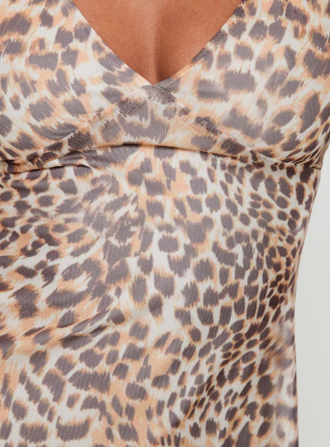 product Princess Polly Zuba Mini Dress Leopard V-Neck 