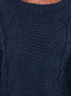 product Princess Polly Gabrieal Knit Sweater Navy Longline Jumpers Jumpers 