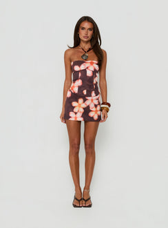 Discover the Natiri Mini Skirt Multi Floral in womens skirts with mini length front view of model wearing