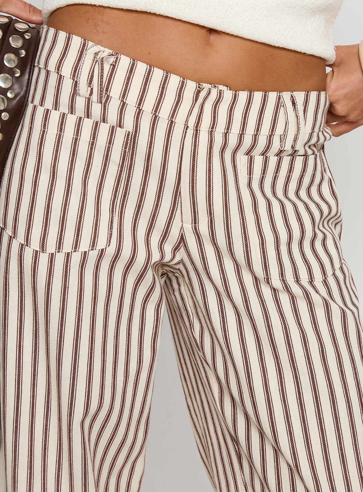 Vendi Low Rise Pant Brown Stripe Low Rise Pants Pants 