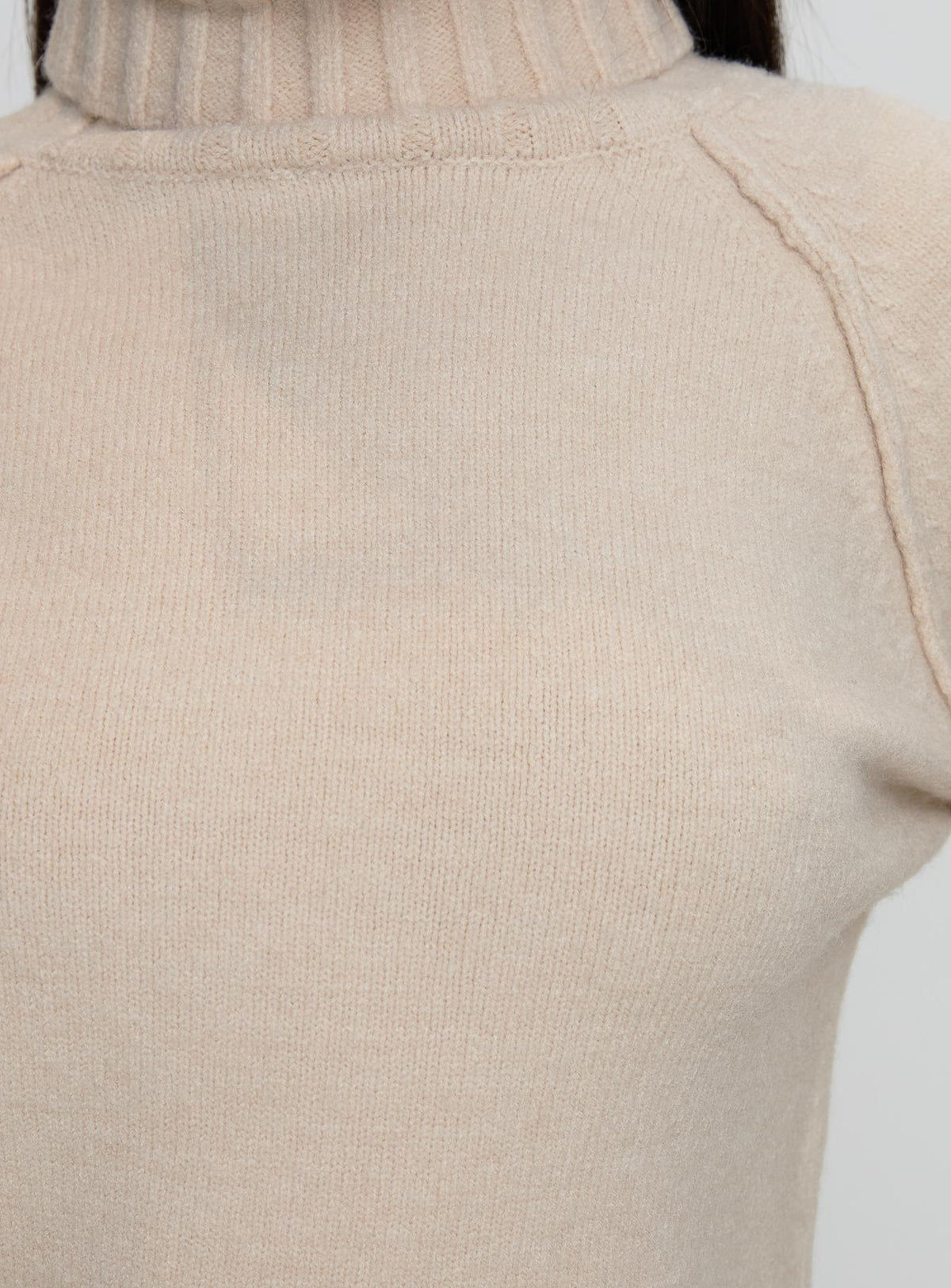 product Princess Polly Enrica Funnel Neck Knit Sweater Cream Cropped Jumpers Jumpers 
