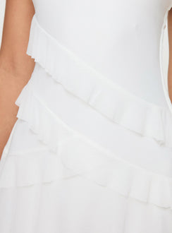 product Princess Polly Meliodas Ruffle Mini Dress White V-Neck 
