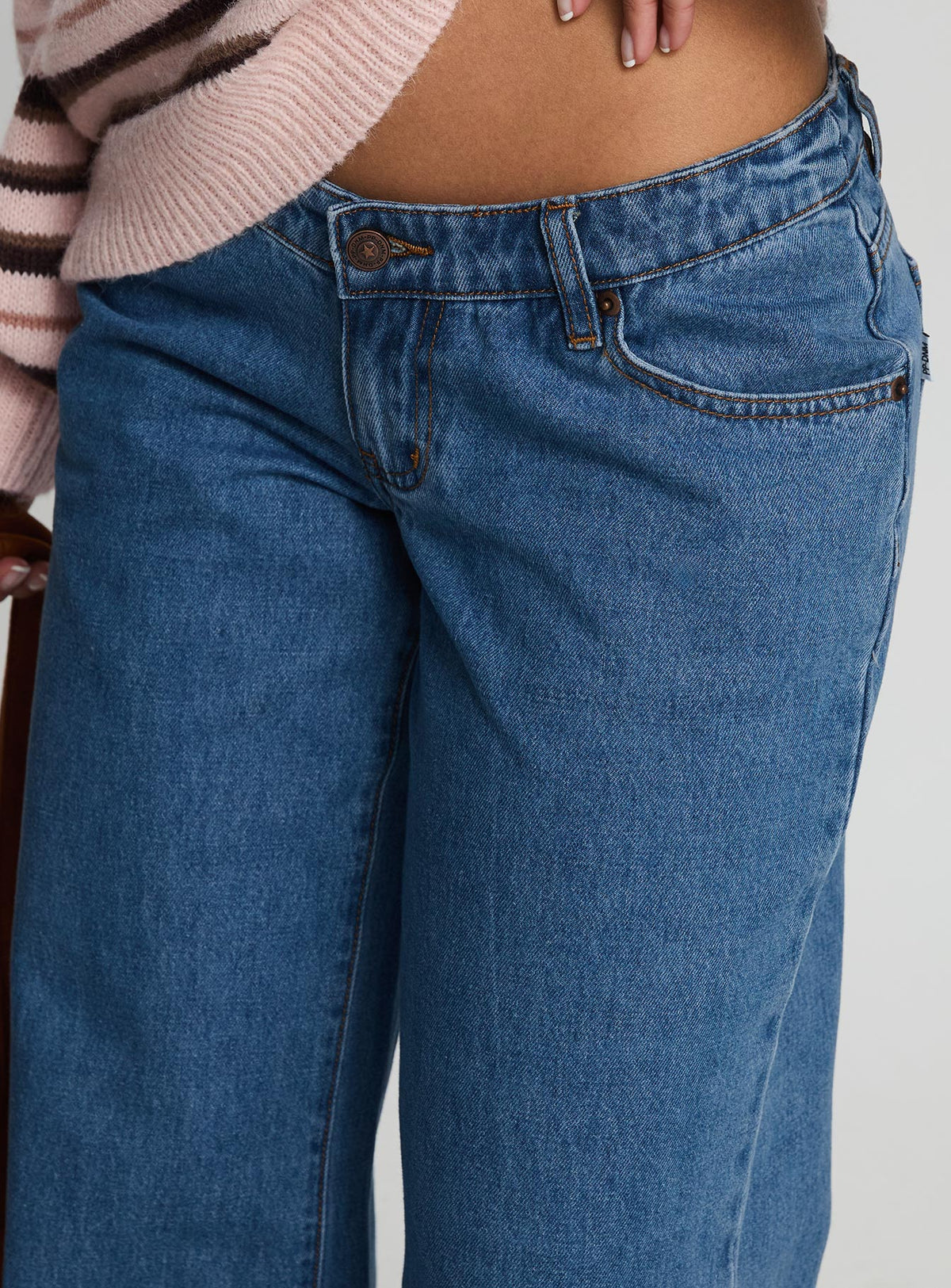 Highlands Low Rise Wide Leg Jeans Mid Blue Wash Low Rise Jeans Jeans 