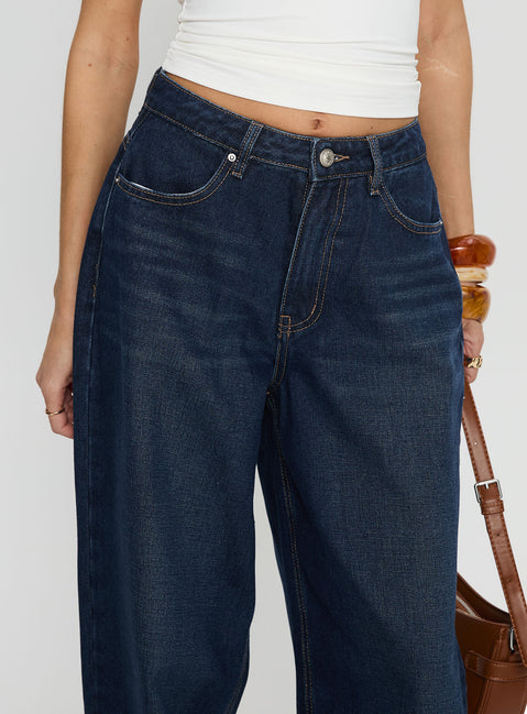 Naylor Mid Rise Wide Leg Jeans Mid Blue Denim Tall