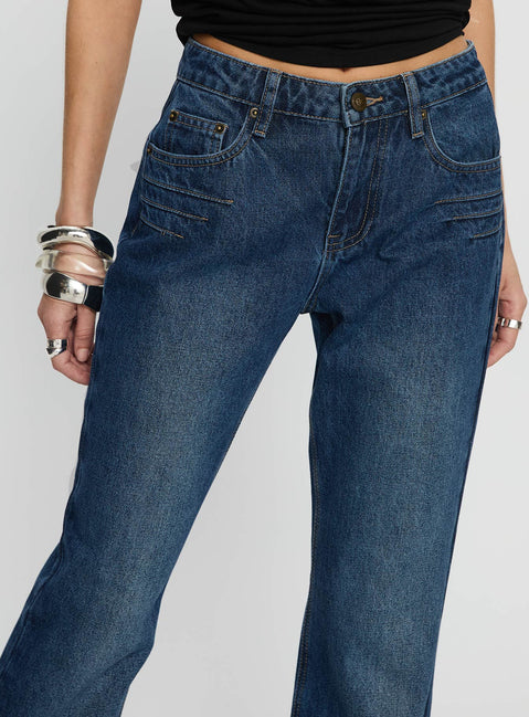 Wide World Mid Rise Bootleg Jeans Mid Blue Mid Rise Jeans Jeans 