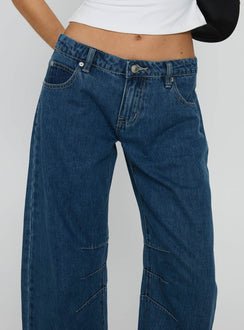 Tippie Low Rise Barrel Leg Jeans Mid Wash Mid Rise Jeans Jeans 
