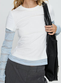 Caisey Layered Long Sleeve Top White / Blue Stripe