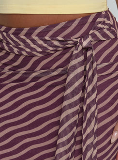 Displaying the Caviar Tie Maxi Skirt Brown Stripe Tall in womens-skirts with maxi length Princess Polly