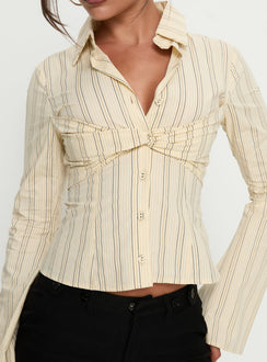 Wrenner Layered Long Sleeve Top Yellow Stripe