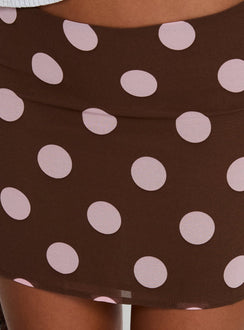 product Princess Polly Adelaida Mini Skirt Brown / Pink Polka Mini Skirts Skirts 