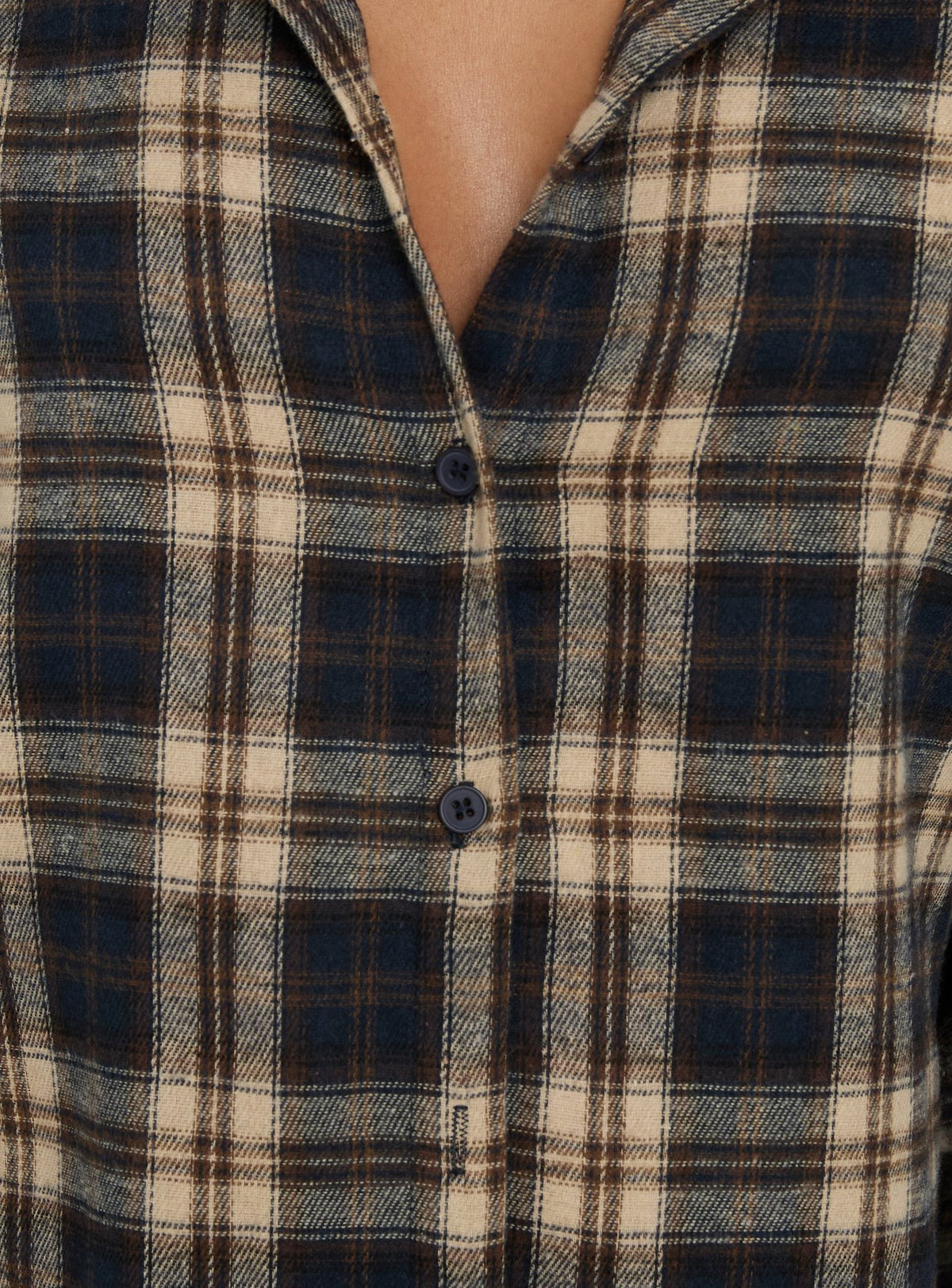 Caydence Long Sleeve Button Down Flannel Top Check Multi