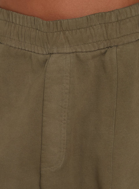 Styled in AT Fleece Baggy Sweatpant Washed Olive womens-regular-pants with mid-rise wide-leg construction detail Princess Polly