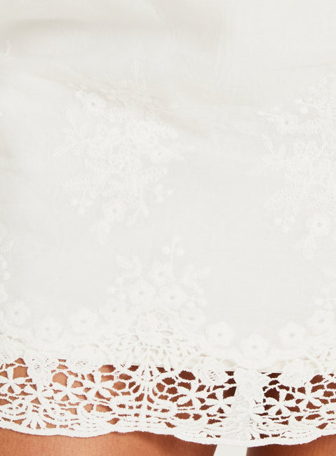 Crafted with the Always Dancing Embroidered Mini Skirt White womens-skirts featuring mini length product