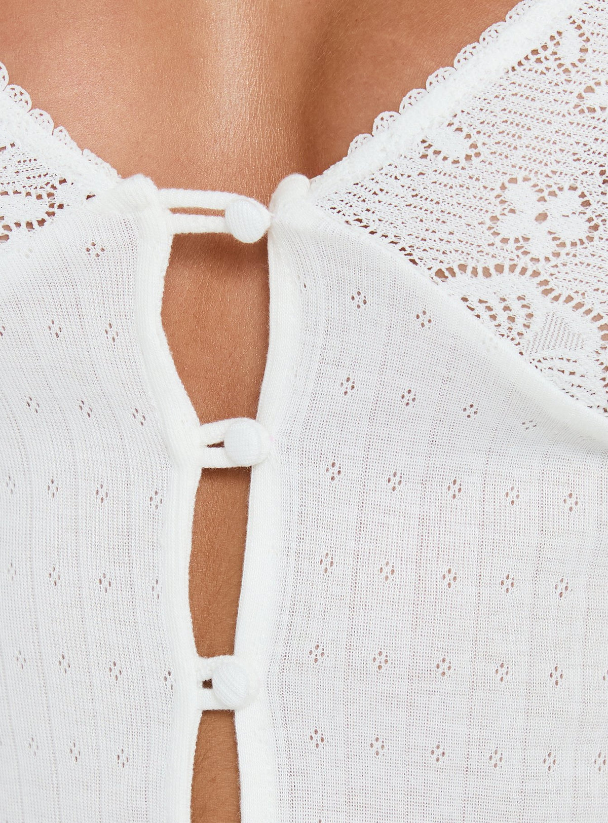 Fillipa Lace Button Down Top White