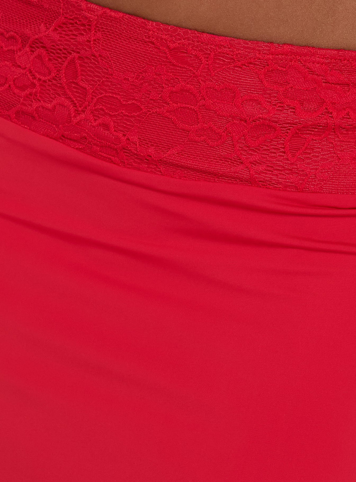 Highlighting the Zenaide Lace Detail Midi Skirt Red in womens-skirts with intricate detailing