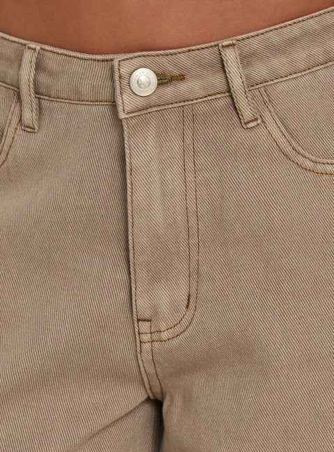 Presenting the Maryjo Mid Rise Super Baggy Jeans Washed Brown in womens-jeans with waist detail Princess Polly