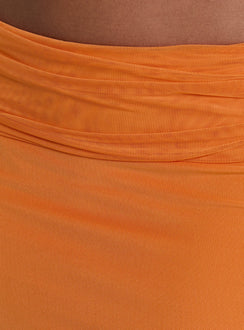 product Princess Polly Star Fruit Ruched Waist Maxi Skirt Orange Maxi Skirts Skirts 