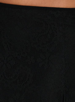 Showcasing the Quani Lace Midi Skirt Black in womens-skirts, detailed view Princess Polly