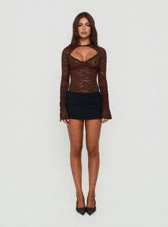 Featuring the Giallo Long Sleeve Bodysuit Brown womens-bodysuit with full sleeves product Princess Polly
