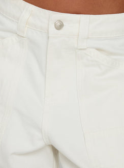 Crafted Mistree Mid Rise Baggy Cargo Jeans White in womens-jeans with mid-rise product Princess Polly