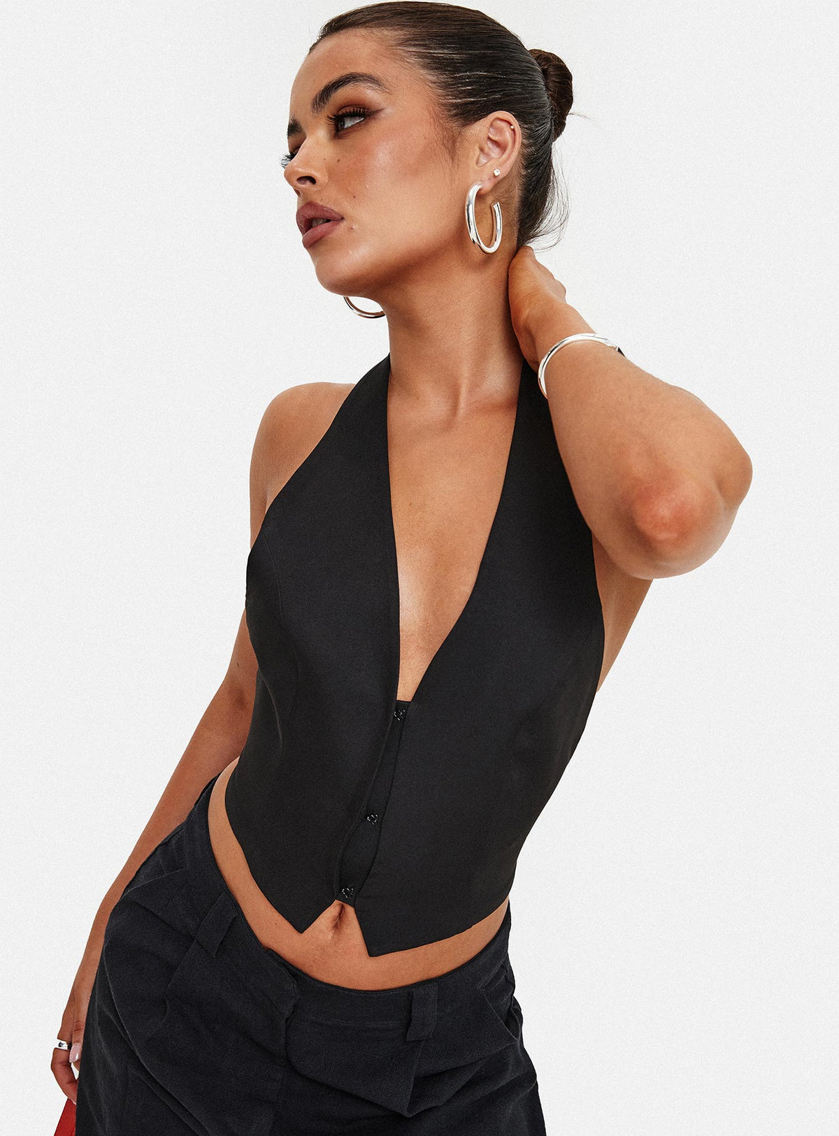 product Princess Polly Sleeveless Scoop Neck  Je Suis Halter Top Onyx