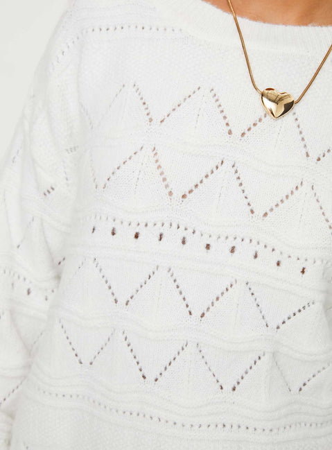 product Princess Polly Pierce Pointelle Sweater Cream Longline Jumpers Jumpers 