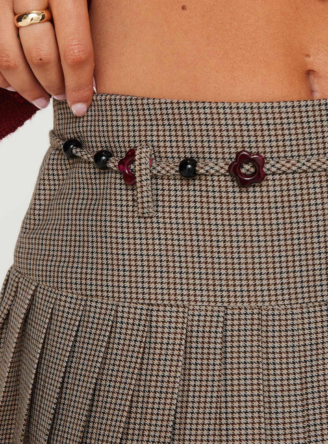 product Tarnya Plaid Mini Skirt Brown Princess Polly  Mini Skirts 